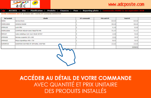 Extranet et reporting détail commande